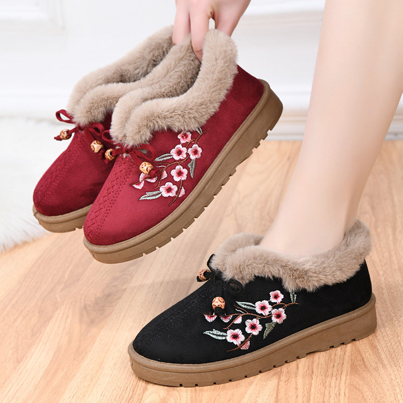 冬季加绒加厚保暖中老年妈妈鞋老北京布鞋女棉鞋平底防滑奶奶棉靴,淘宝优惠券,粉丝福利购,淘宝优惠卷