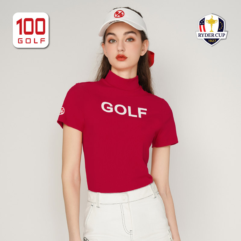 RyderCup莱德杯高尔夫服装女夏季全新短袖轻薄弹力立领女士T恤 - 图2