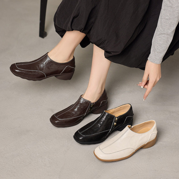 羊皮中跟方头单鞋女2026新款真皮复古软皮软底女鞋中跟深口奶奶鞋,淘宝优惠券,粉丝福利购,淘宝优惠卷