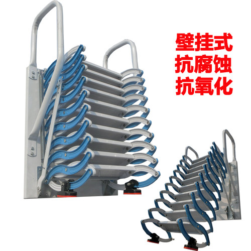 壁挂伸缩楼梯阁楼复式别墅折叠梯升降大扶手消防室内室外伸拉梯 - 图3