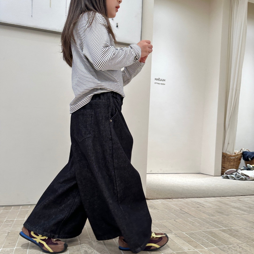 女童牛仔裤冬款2025新款洋气宽松阔腿裤加绒加厚儿童装裤子D5