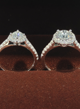 【培育钻石戒指】人工合成钻戒结婚求婚送女友银镀白金豪华群镶