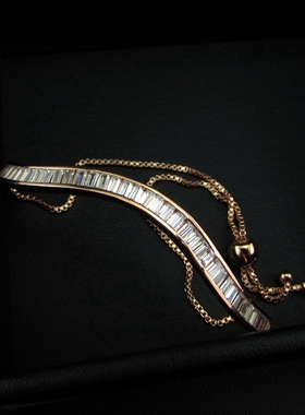 小巧纤细微镶锆石女可调节手链