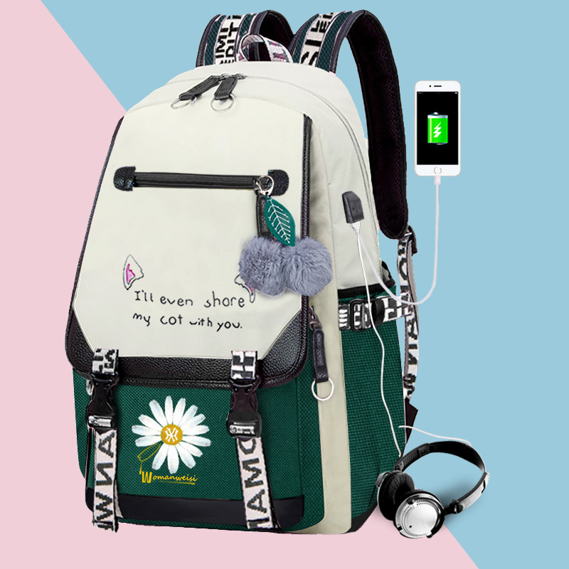 新款女韩版潮流小学生初中双肩包 偶爱双肩背包