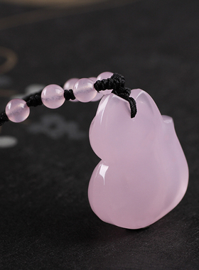 粉晶狐狸吊坠招桃花招财转运水晶项链水晶饰品