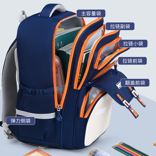 新款小学生书包一年级男孩小学生大容量防泼水儿童双肩包护脊减负 - 图1