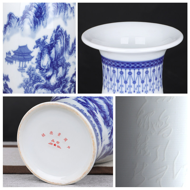 景德镇陶瓷器仿古青花瓷大花瓶摆件客厅富贵竹插花家居工艺装饰品,淘宝优惠券,粉丝福利购,淘宝优惠卷