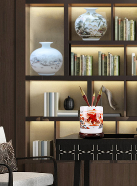 景德镇陶瓷笔筒复古毛笔书房摆件