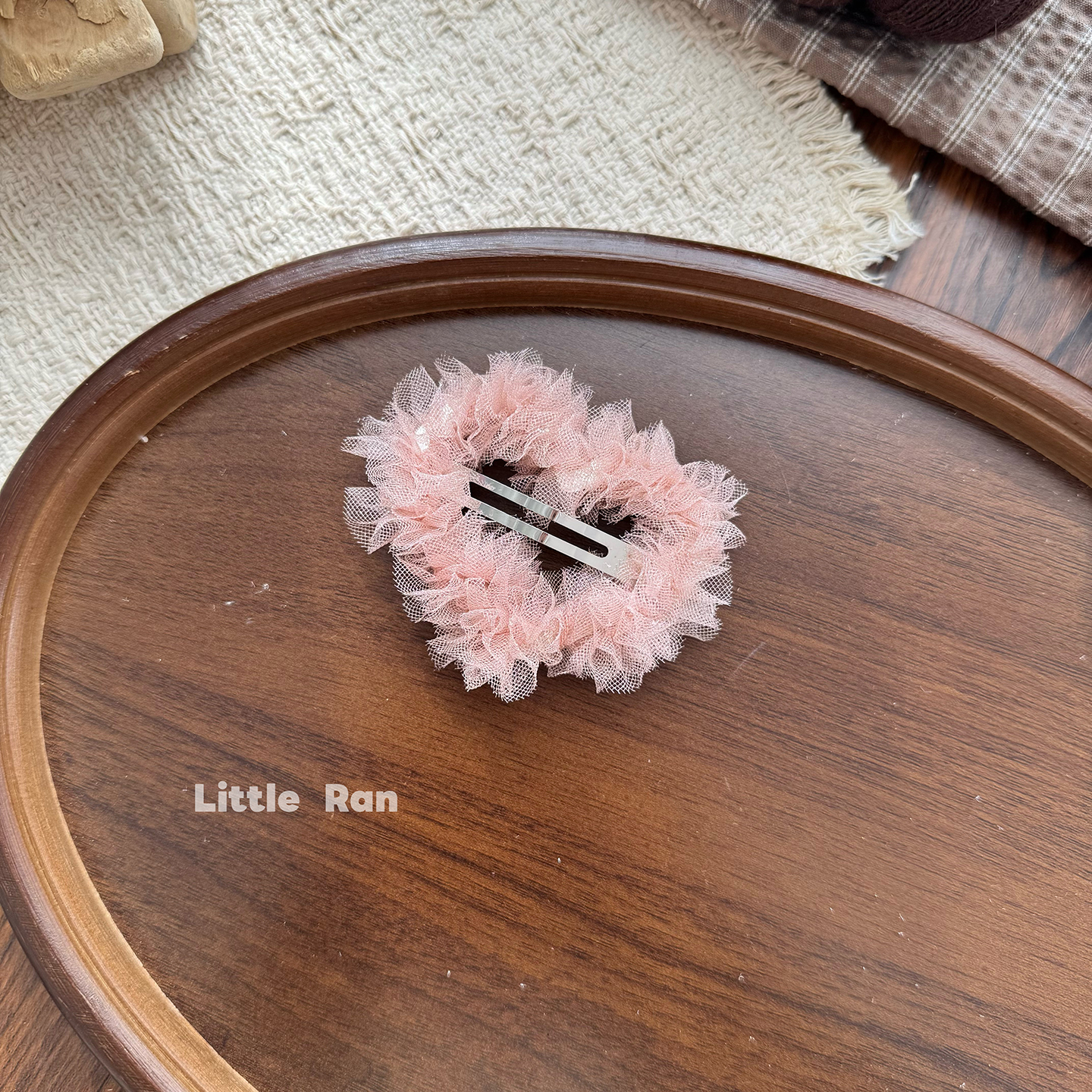 Little Ran超仙网纱爱心发夹女气质超仙少女碎发刘海夹侧边夹发饰 - 图3