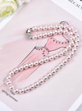 花千树珠宝 曼塔玫瑰樱花粉项链女锁骨链小米珠颈链送女友礼物