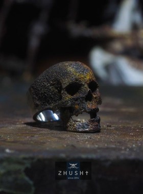 主师25原创设计纯手工精修手雕款纯银925热着色复古写实订做戒指