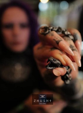 主师2025原创双生衔尾蛇s925手工坦克链循环个性爬虫概念手环手链