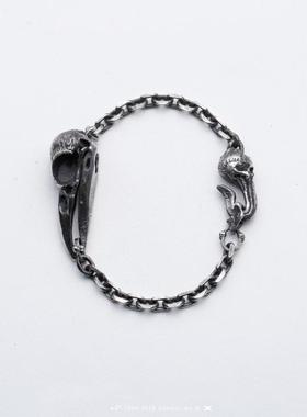 乌鸦手链主师纯银原创乌鸦头