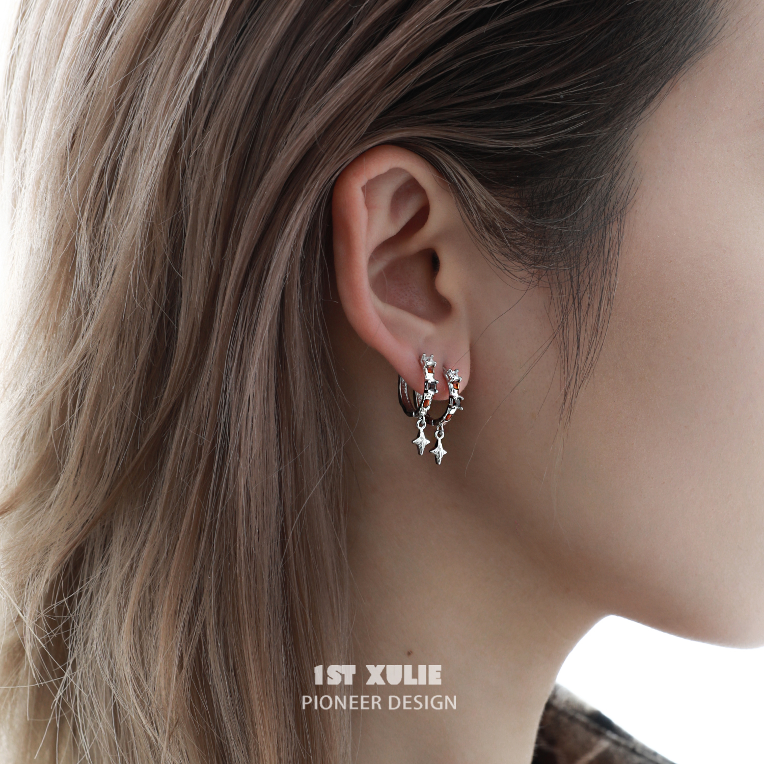 1STXULIE纯银养耳洞美拉德耳钉耳环小众设计高级感锆石耳饰耳扣女 - 图3