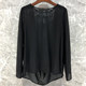 Sexy and elegant 2026 spring and summer style new georgette round neck top, versatile lace splicing long-sleeved sun protection blouse for women