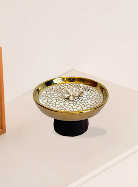 中东现代复古木脚首饰盘收纳饰品高脚架收纳盘家居室内桌面装饰品