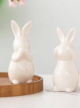 不听不看不说兔子造型北欧家居摆件客厅电视柜复活节跨境热卖饰品