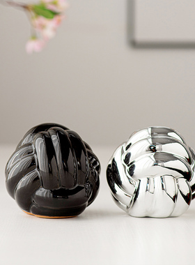 轻奢现代陶瓷线条纹理陶瓷摆件北欧风格家居装饰摆件摆饰