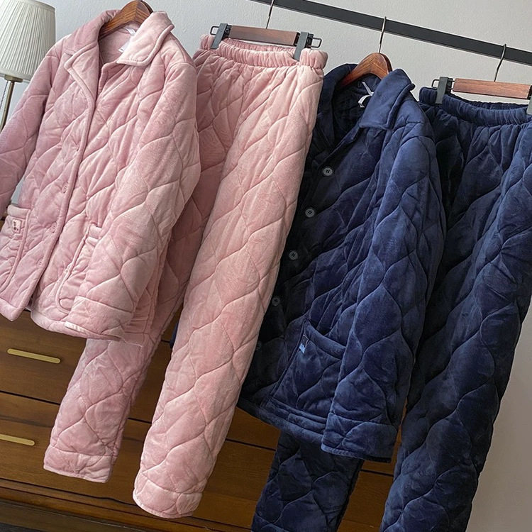 红豆门店同款冬季情侣夹棉睡衣女男三层加厚珊瑚绒保暖家居服套装,淘宝优惠券,粉丝福利购,淘宝优惠卷