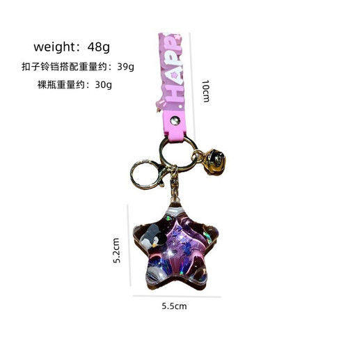 亚克力入油海星海洋动物流沙瓶钥匙扣漂浮公仔丑鱼乌龟小挂件礼品 - 图3