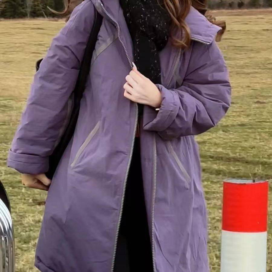多巴胺紫色连帽棉服女2025秋冬新款中长款宽松加厚冲锋衣棉衣外套,淘宝优惠券,粉丝福利购,淘宝优惠卷