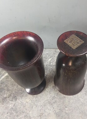 古玩文玩披毛犀杯高脚杯老气天然高脚酒杯杯子一对摆件酒杯收藏