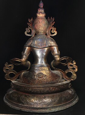 古董文玩紫檀木雕刻佛像居家供奉家用藏传佛堂铜像摆件