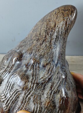 古董收藏老料实心牛角尖角杯耗牛角摆件雕刻仿复古工艺家用装饰品