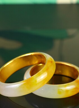 古法金镶嵌石英岩质玉铜包玉包金套盒玉石套装送礼佳品