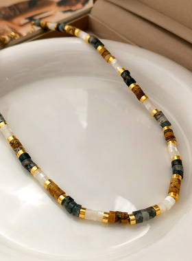 新中式中古风天然石串珠项链