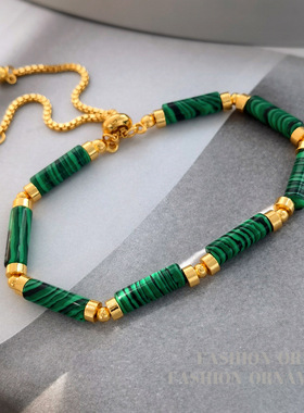 YGL复古小众孔雀石手链高级感设计手串轻奢简约时尚可调节手饰品