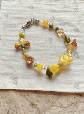 原创饰品「桂花季」 捷克琉璃手链 耳饰一只童手作 秋日氛围