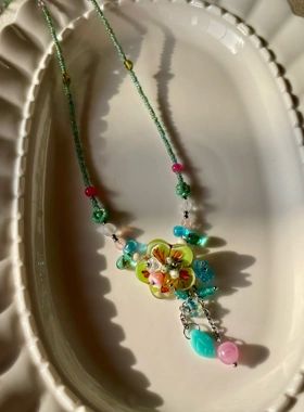 青荷滴露  项链原创饰品一只童手作捷克琉璃项链
