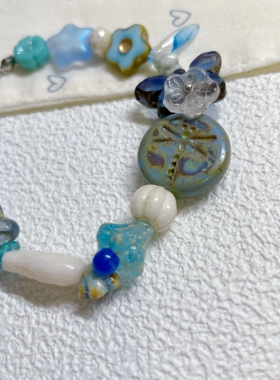 原创手作复古蓝色手链