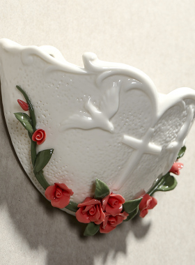 陶瓷圣水池挂件手工十字架摆设教堂工艺品雕像恩典摆件圣诞节礼品