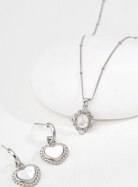 S925银镀18K金紫水晶白贝小众时尚项链百搭吊坠