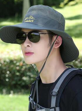 帽子男士夏天遮阳帽户外透气防晒帽男骑车帽渔夫帽登山钓鱼太阳帽