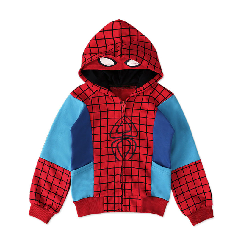 2022复仇者男童外套美国队长拉链开衫连帽衣服钢铁侠绿巨人秋冬装 - 图2