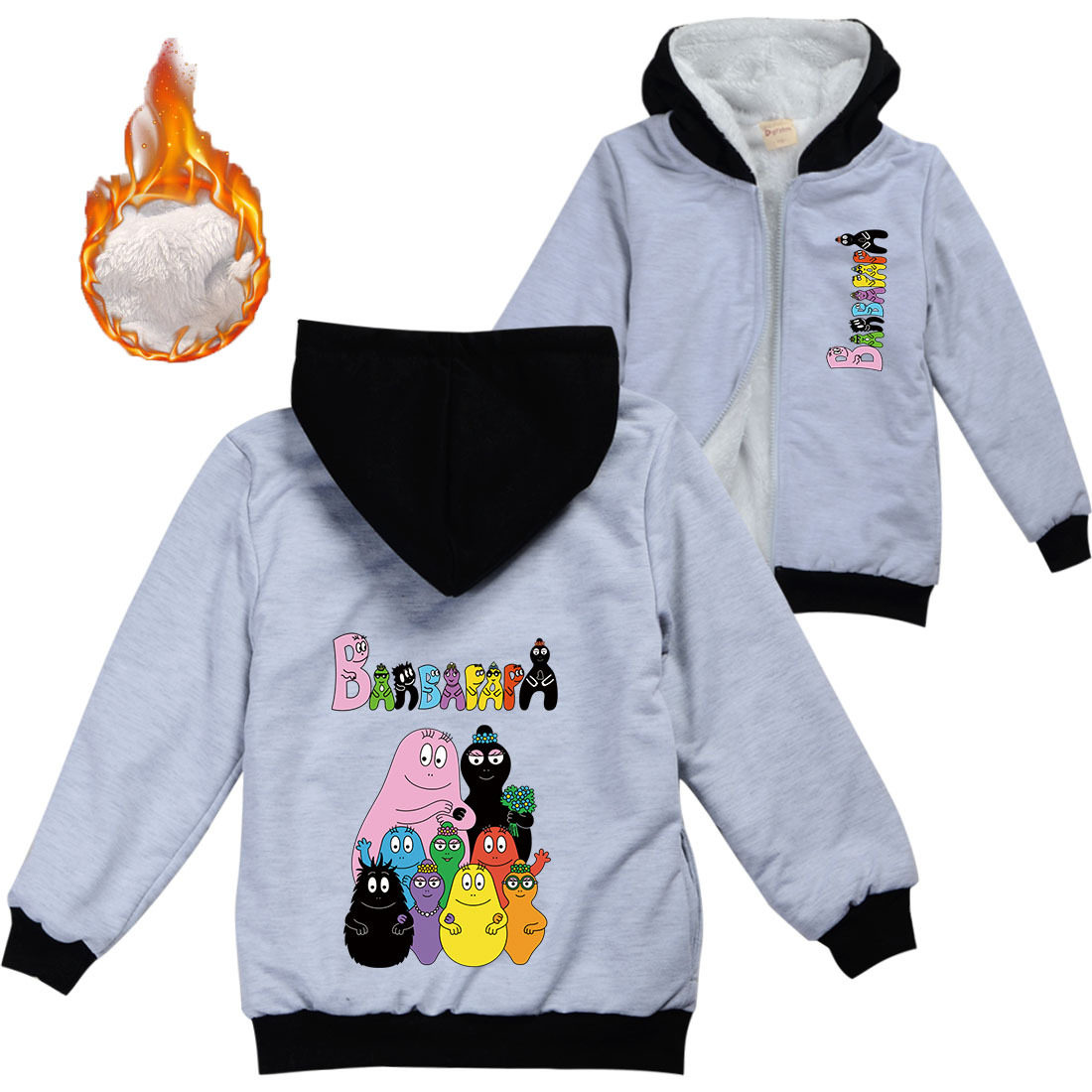 巴巴爸爸女童粉色棉袄Barbapapa 加绒冬季外套卡通棉衣保暖厚2023,淘宝优惠券,粉丝福利购,淘宝优惠卷