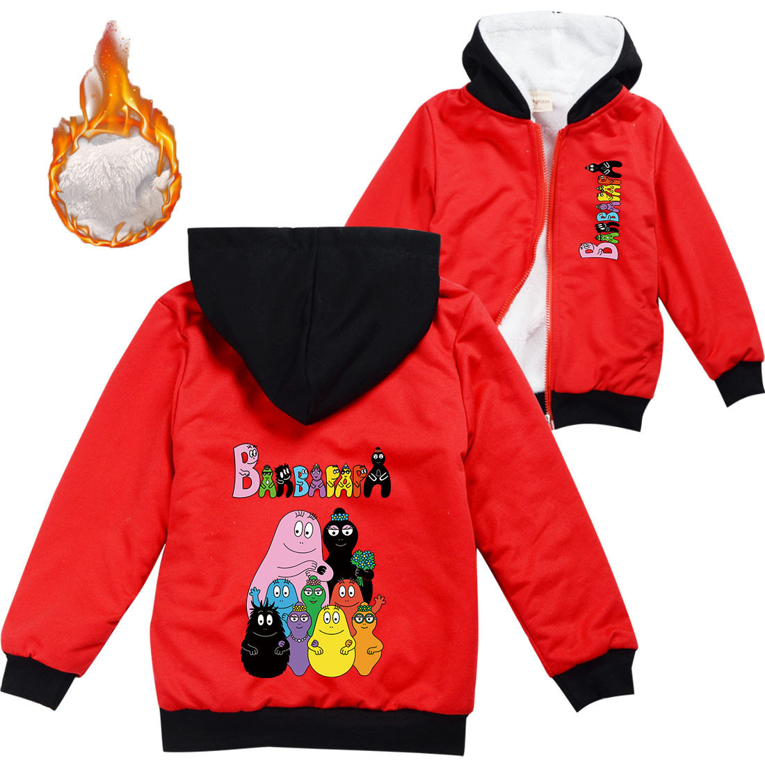 巴巴爸爸女童粉色棉袄Barbapapa 加绒冬季外套卡通棉衣保暖厚2023,淘宝优惠券,粉丝福利购,淘宝优惠卷