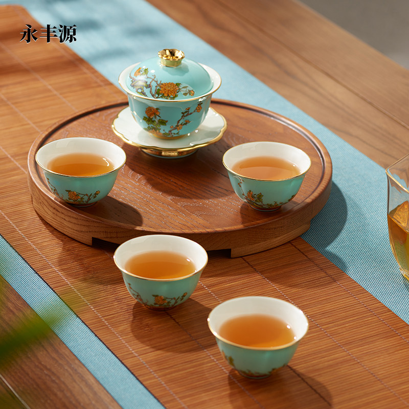 永丰源夫人瓷西湖蓝6/7头茶具套装茶壶茶杯盖碗陈列架茶具散件,淘宝优惠券,粉丝福利购,淘宝优惠卷