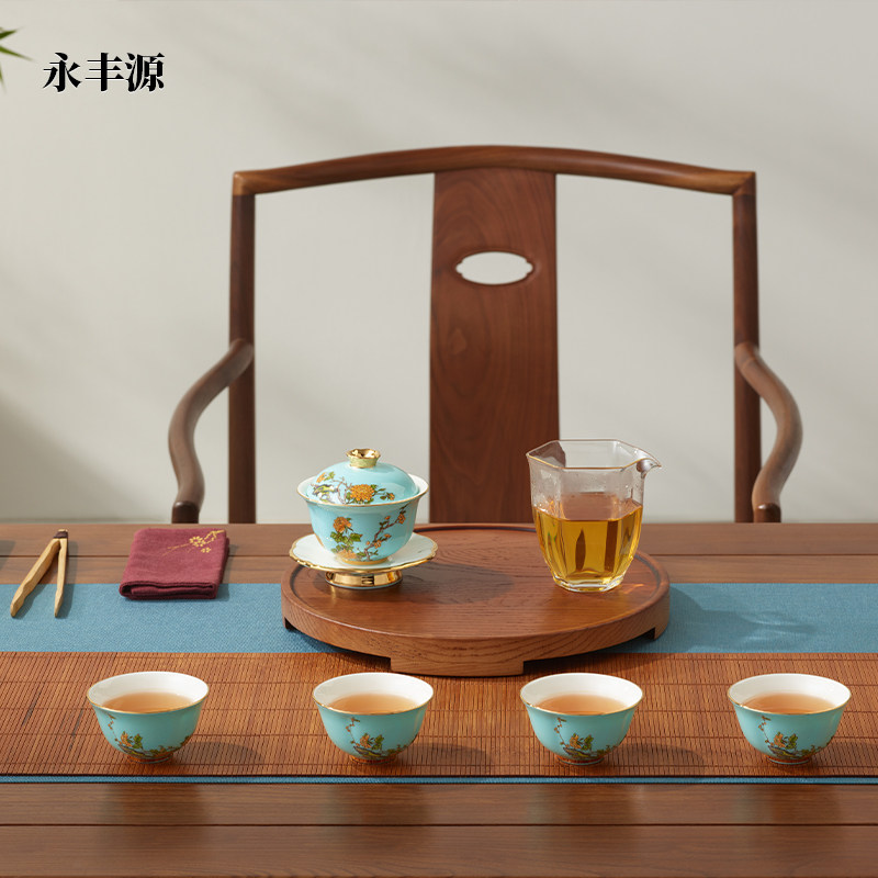 永丰源夫人瓷西湖蓝6/7头茶具套装茶壶茶杯盖碗陈列架茶具散件,淘宝优惠券,粉丝福利购,淘宝优惠卷