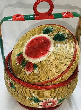 潮汕纯手工彩绘竹篮婚嫁