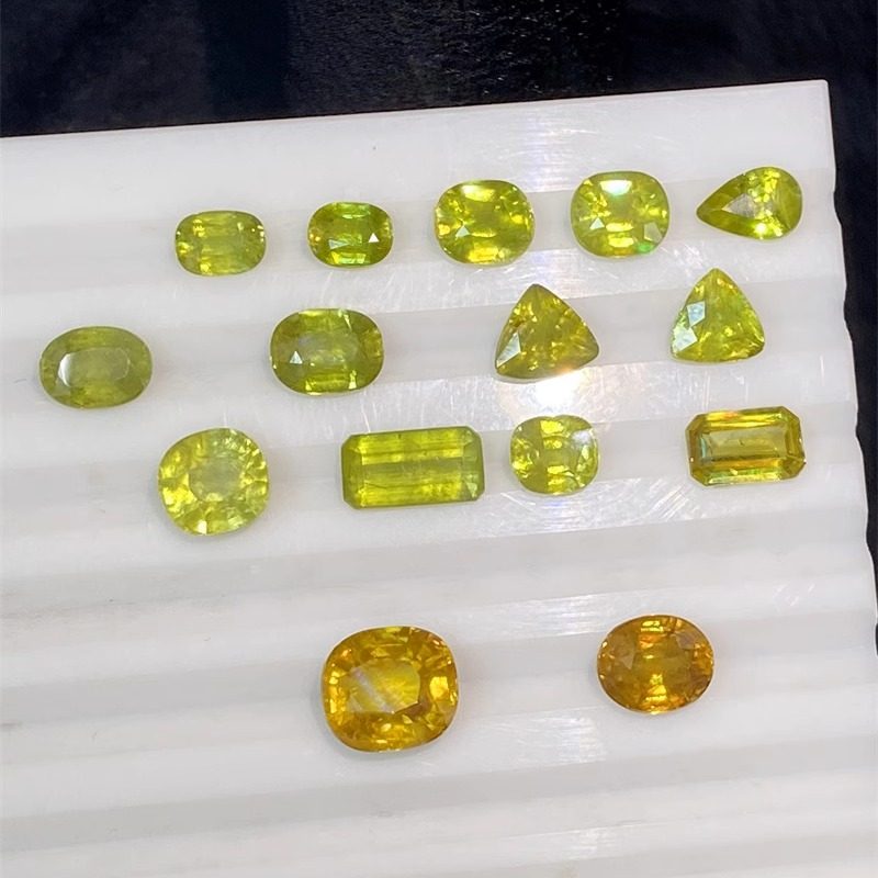 XS2天然榍石彩色宝石精切刻面18K金镶嵌戒指耳环手链吊坠新品现货,淘宝优惠券,粉丝福利购,淘宝优惠卷