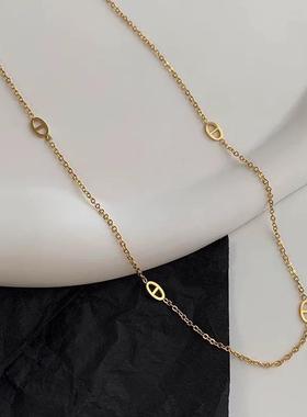 百搭猪鼻子项链女精致钛钢不掉色气质锁骨链叠戴精致毛衣链颈链