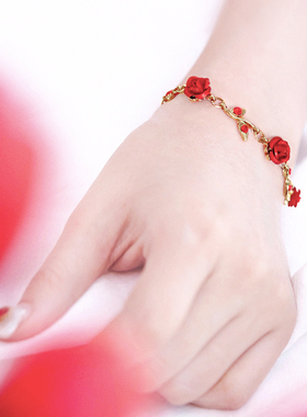 OSEWAYA红色手链手镯玫瑰花古风