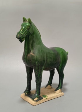 酒店古典装饰摆件仿古陶器艺术品汉代绿釉陶瓷马风水工艺品古典