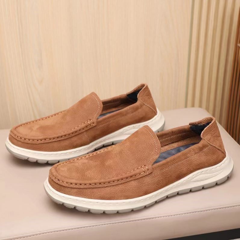 单层牛皮豆豆鞋男鞋轻底夏季透气懒人鞋真皮休闲皮鞋一脚蹬乐福鞋,淘宝优惠券,粉丝福利购,淘宝优惠卷