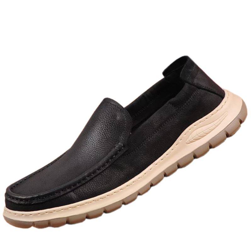 单层牛皮豆豆鞋男鞋轻底夏季透气懒人鞋真皮休闲皮鞋一脚蹬乐福鞋,淘宝优惠券,粉丝福利购,淘宝优惠卷