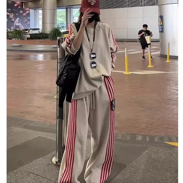 大码时尚炸街运动服套装女秋季胖MM宽松显瘦卫衣阔腿裤休闲两件套,淘宝优惠券,粉丝福利购,淘宝优惠卷